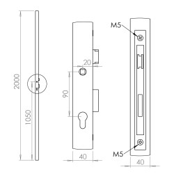 Profil 40x40x2mm H-2000mm so zámkom ZM90/40H, ľavý Profil 40x40x2mm H-2000mm so zámkom ZM90/40H, ľavý